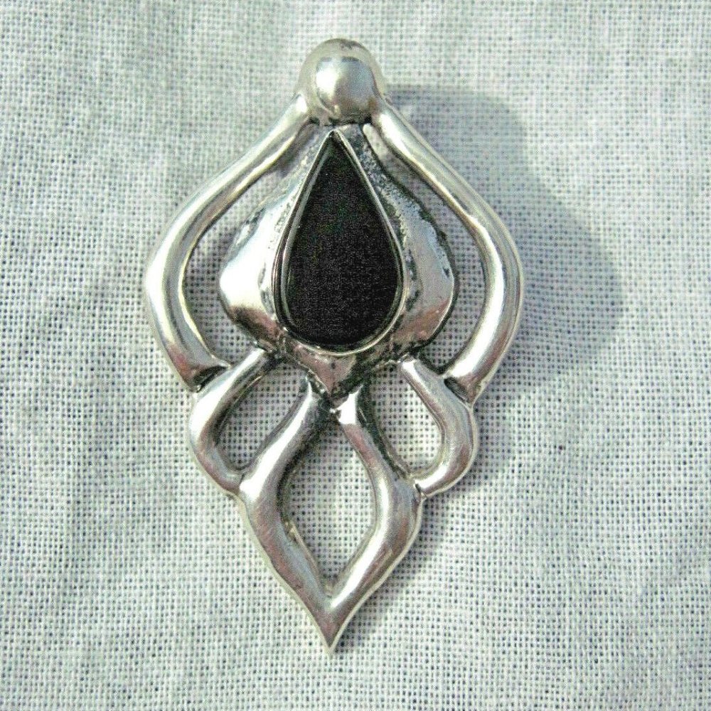 Southwestern Sterling Silver Onyx Slider Pendant